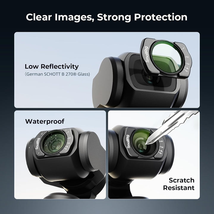 SMALLRIG Magnetischer, Verstellbarer ND2-ND32-Filter für DJI Osmo Pocket4 / Osmo Pocket 3, doppelsei