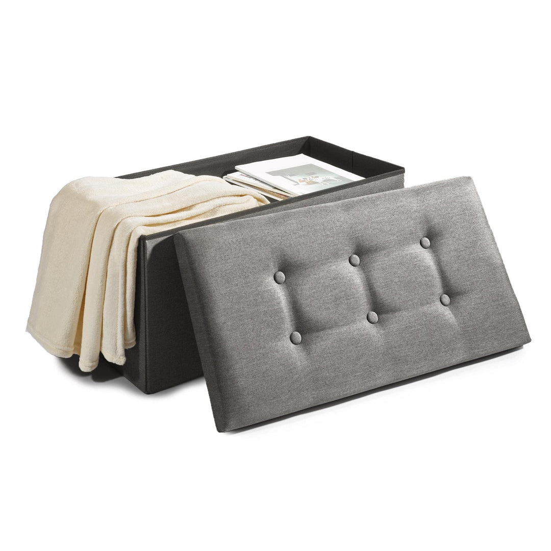 CelinaTex Falthocker XL 76 x 38 x 38 cm grau Sitzbank mit Stauraum Truhe faltbar mit Deckel gepolste