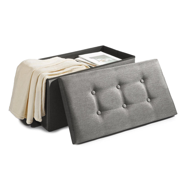 CelinaTex Falthocker XL 76 x 38 x 38 cm grau Sitzbank mit Stauraum Truhe faltbar mit Deckel gepolste