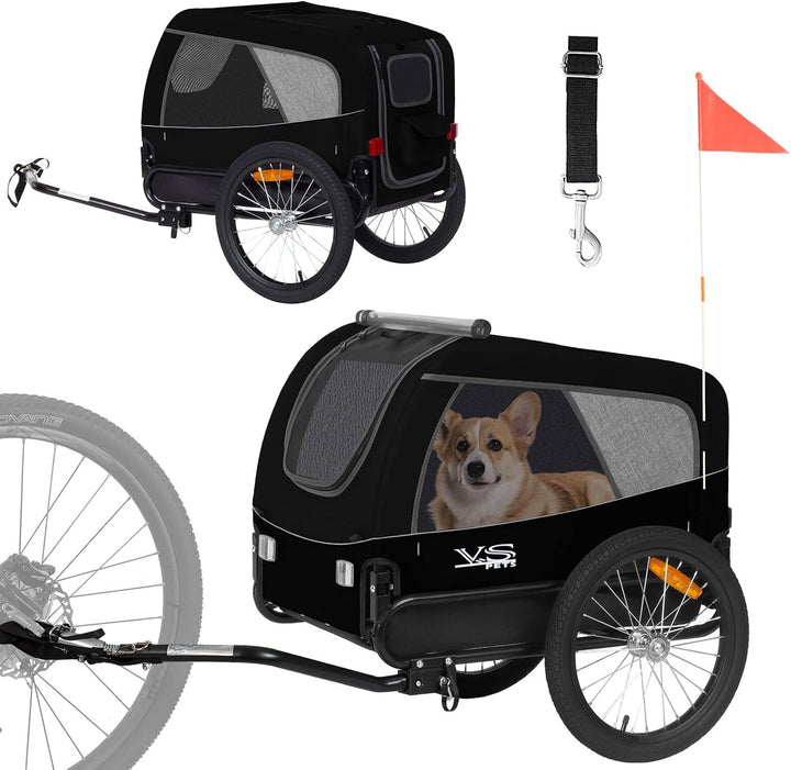 Tiggo VS Medium Hundeanhänger Fahrradanhänger für Hunden bis 23kg Schwarz, Schwarz