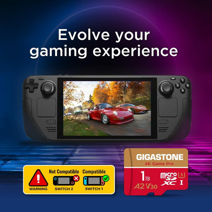 Nur für Switch 1 GGIGASTONE 1TB Micro SD Karte, 4K Game Pro, bis zu 150/130 MB/s, MicroSDXC Speicher