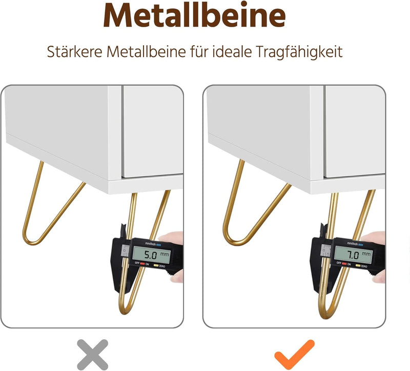 Yaheetech 2X Nachtschrank Nachttisch mit 2 Schublden Metallbeine Nachtkommode Besitelltisch Sofatisc