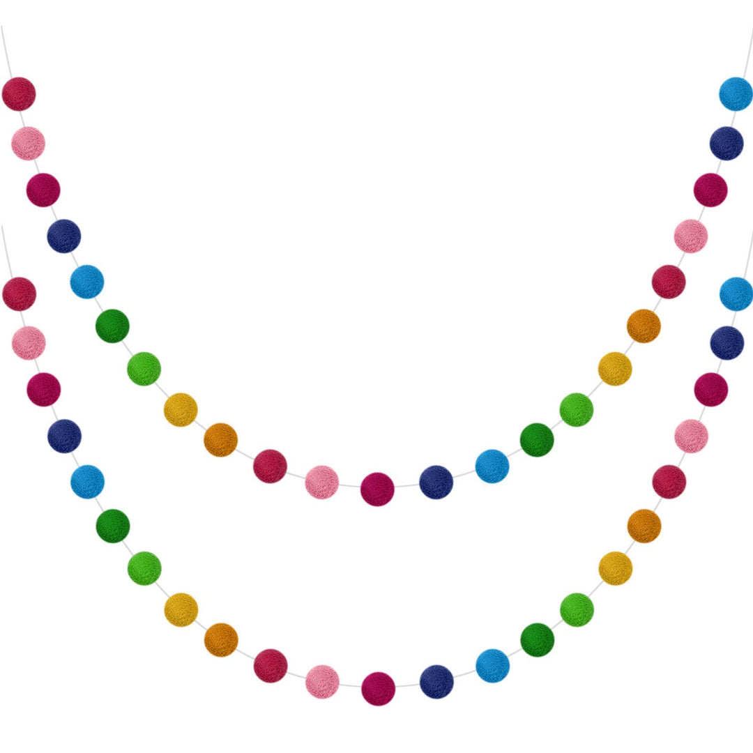 2 Stück Wolle Filz Ball Girlande Bunte Pom Pom Girlande Handgefertigt 6,5 Fuss Lang 24 Bälle Filz Ku