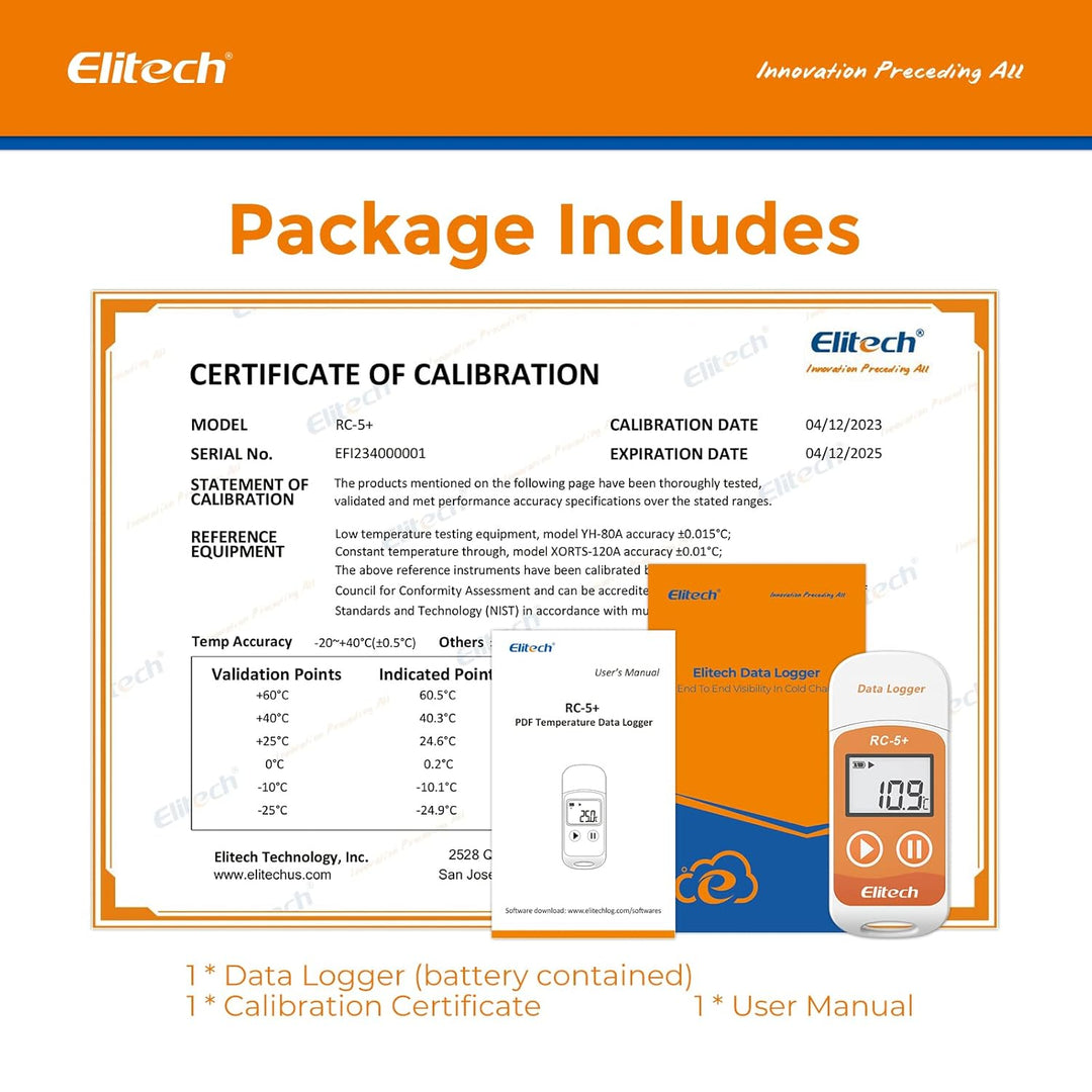Elitech RC-5+ Wiederverwendbarer Temperaturdatenlogger Data Logger PDF&CSV USB Recorder 32000 Punkte
