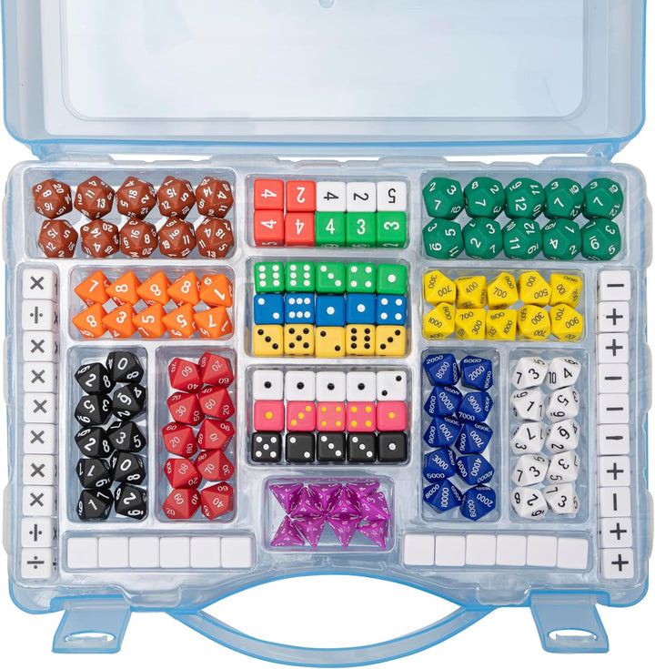 Betzold 82054 - Würfelkoffer mit 162 Würfeln - Würfel-Set Spielwürfel Zahlenwürfel Schule Nocolor, N