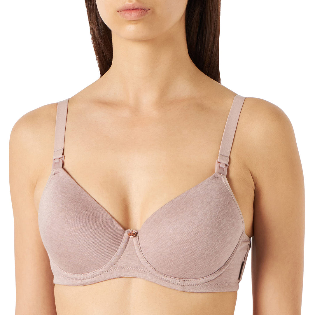 Noppies Damen Cotton Comfort Nursing Bra Gepolsterter BH 70B Bark Melange - P865, 70B Bark Melange -