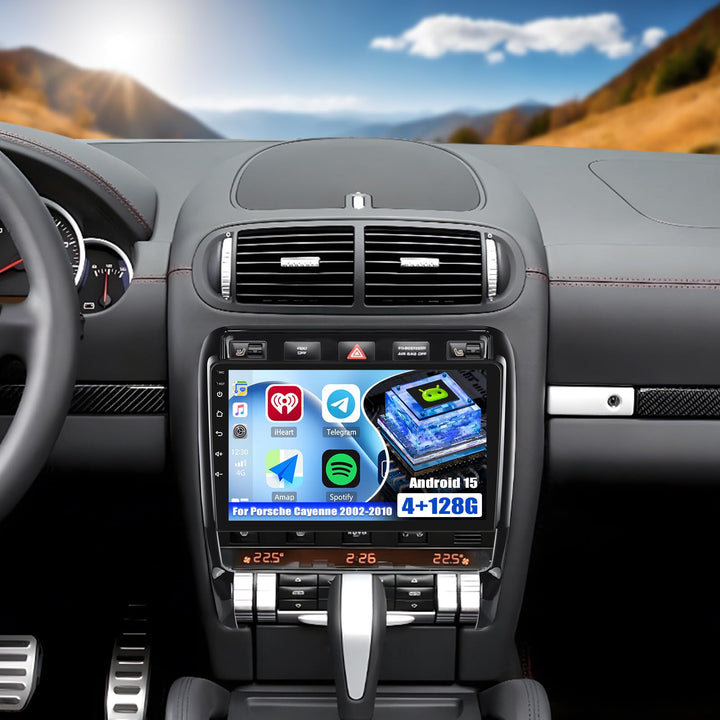 CAMECHO 4+128G 9 Zoll Navi Autoradio für Porsche Cayenne 2002-2010 mit Rückfahrkamera, Android 15 Wi