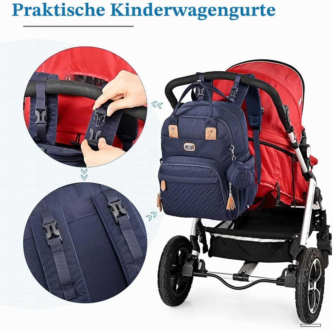 Dikaslon Wickeltasche Rucksack Grosser Wickelrucksack mit Multifunktions-Babytaschen und mobiler Wic