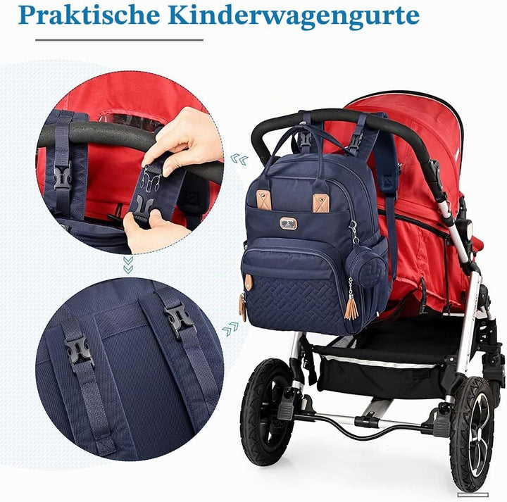 Dikaslon Wickeltasche Rucksack Grosser Wickelrucksack mit Multifunktions-Babytaschen und mobiler Wic