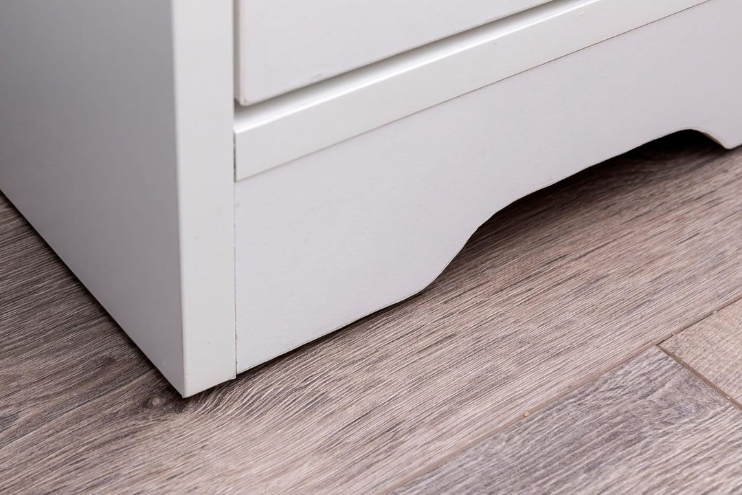 Wohnling Nachtkonsole WL5.704 31x49x31 cm Weiss Matt mit 3 Schubladen | Weisse Nachtkommode mit Stau
