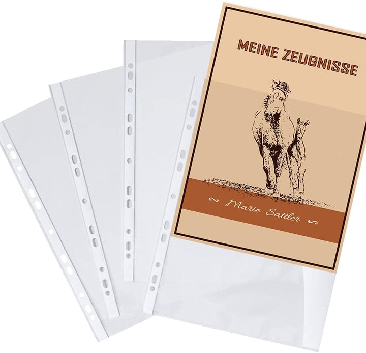Zeugnismappe personalisiert Little Horse A4 ca. 31x24 cm, orange, Zeugnisbuch Pferde, Urkundenmappe