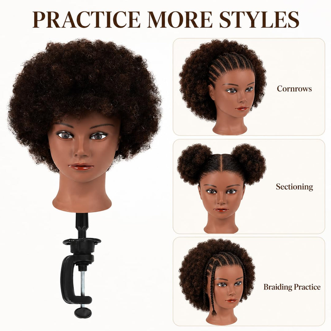 Morris Mannequin Head 100% Human Hair Training Head Afro Hair Manikin Head African American Training