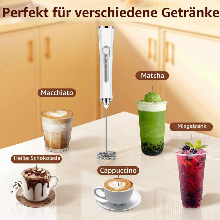 NEUTYPECHIC Milchaufschäumer Elektrisch Stab, USB-C Aufladbar Milk Frother, Milchschäumer Stab mit 3