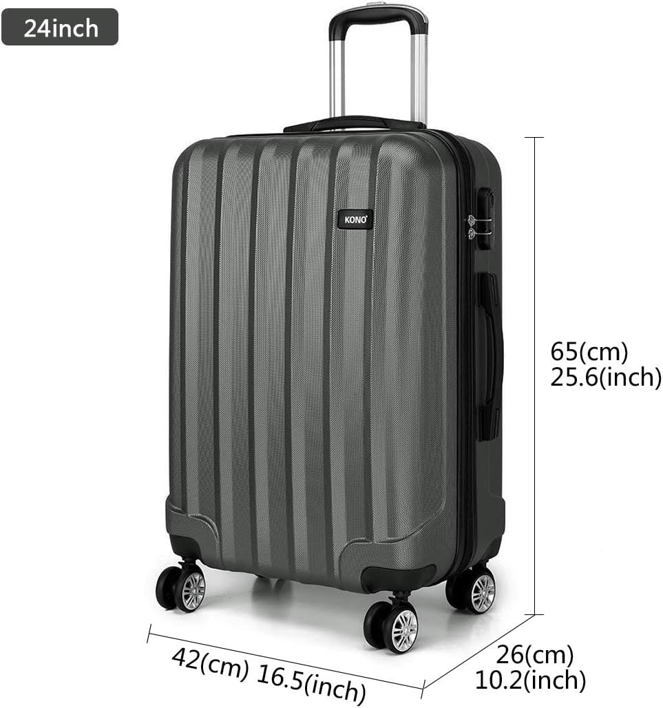 Kono Hartschale Trolley Koffer 4 Rollen Reisekoffer Gepäck (Pink, Set) Grau 3tlg. Kofferset, Grau 3t