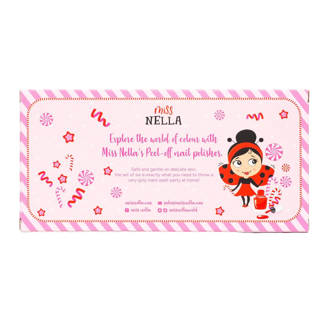 Miss Nella Weihnachtsglitter Special Glitzer - 6er Pack Kinder Nagellack mit Peel-off-Formel auf Was