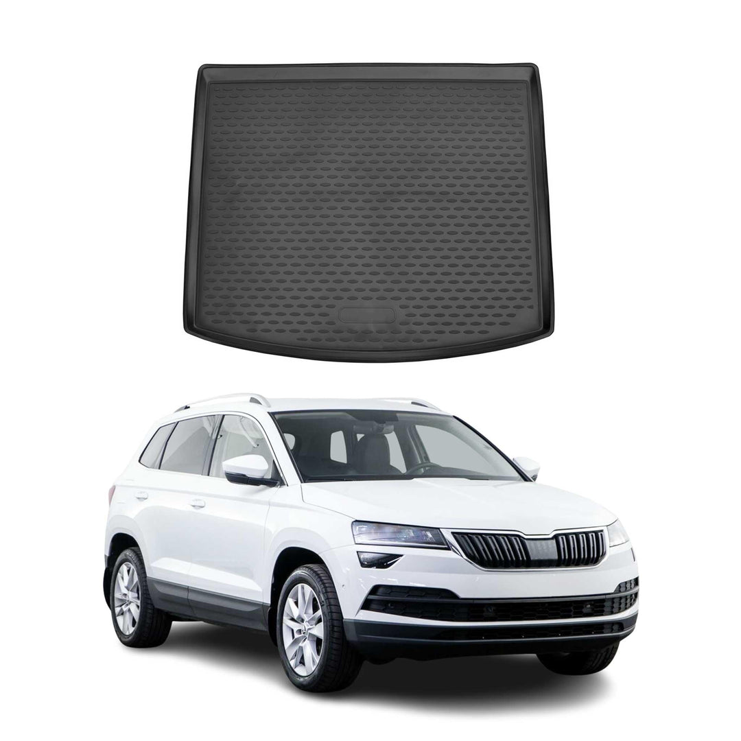 OMAC Kofferraummatte Kofferraumwanne kompatibel mit Skoda Karoq 2017-2021 Gummi TPE Schwarz Kofferra