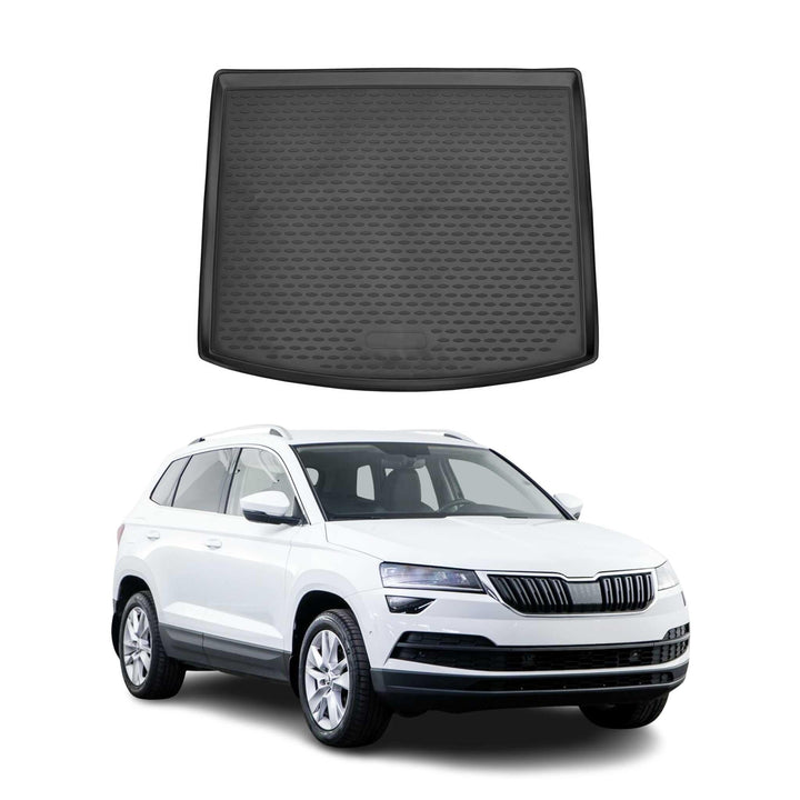 OMAC Kofferraummatte Kofferraumwanne kompatibel mit Skoda Karoq 2017-2021 Gummi TPE Schwarz Kofferra