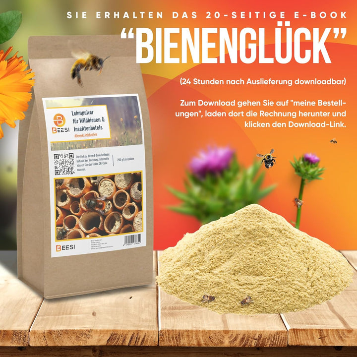 BEESI Lehmpulver für Wildbienen I Baumaterial, Füllmaterial für Bienenhotel und Insektenhotel I Vers