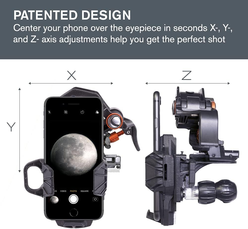 Celestron NexYZ Smartphone Adapter, Schwarz, Universal & 94119-A 1,25'' Mondfilter Bundle mit Mondfi