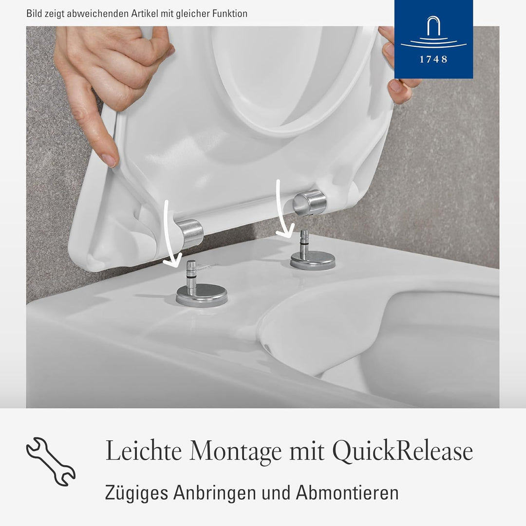 Villeroy & Boch Subway WC-Sitz, Toilettendeckel mit Absenkautomatik, abnehmbarer Toilettensitz aus b