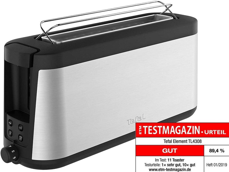 Tefal Element Langschlitz-Toaster TL4308 | 7 Bräunungsstufen | 1000 Watt Schwarz/Edelstahl & Philips