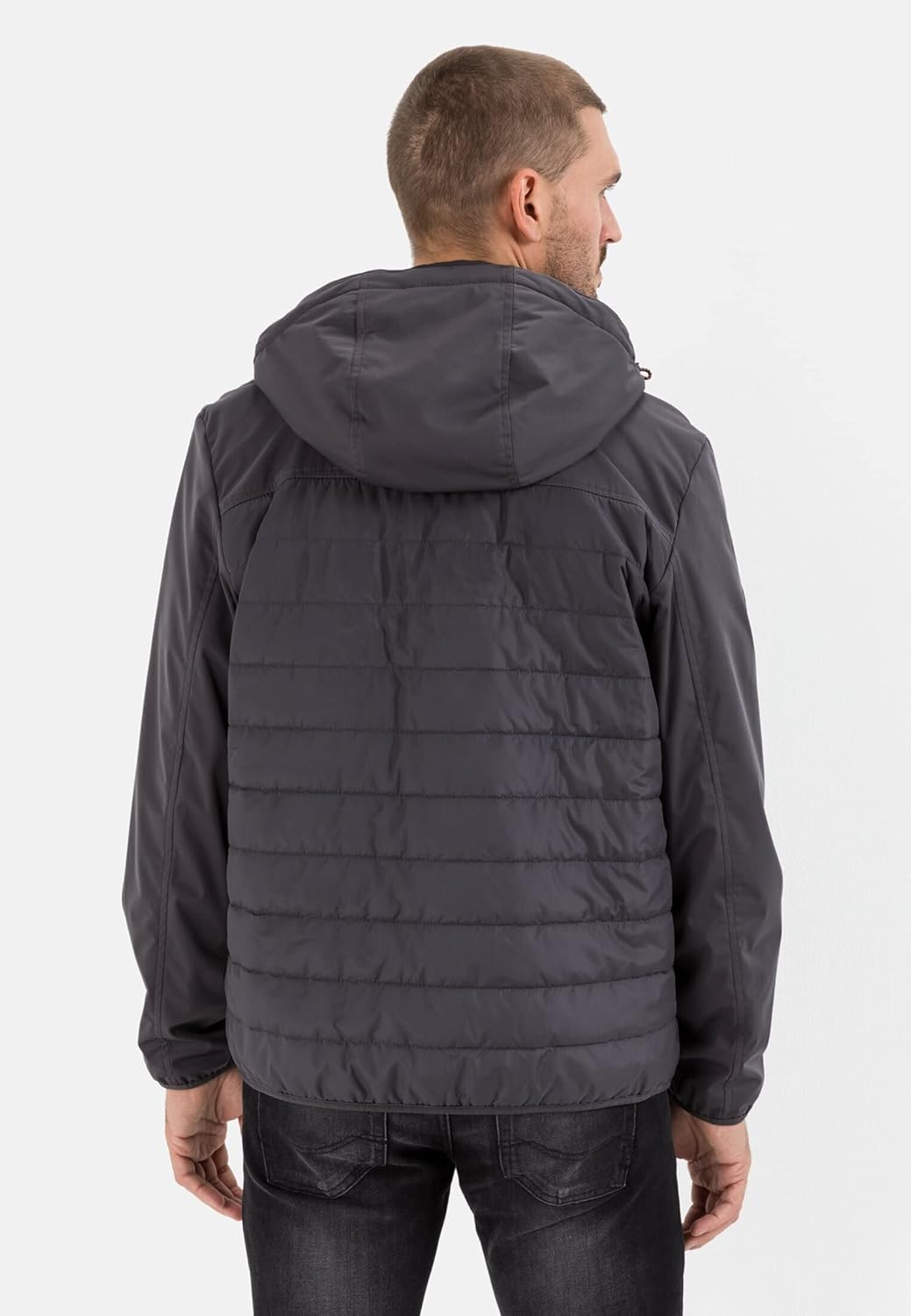 camel active Herren Hybrid-Blouson mit Kapuze 66 Grau, 66 Grau