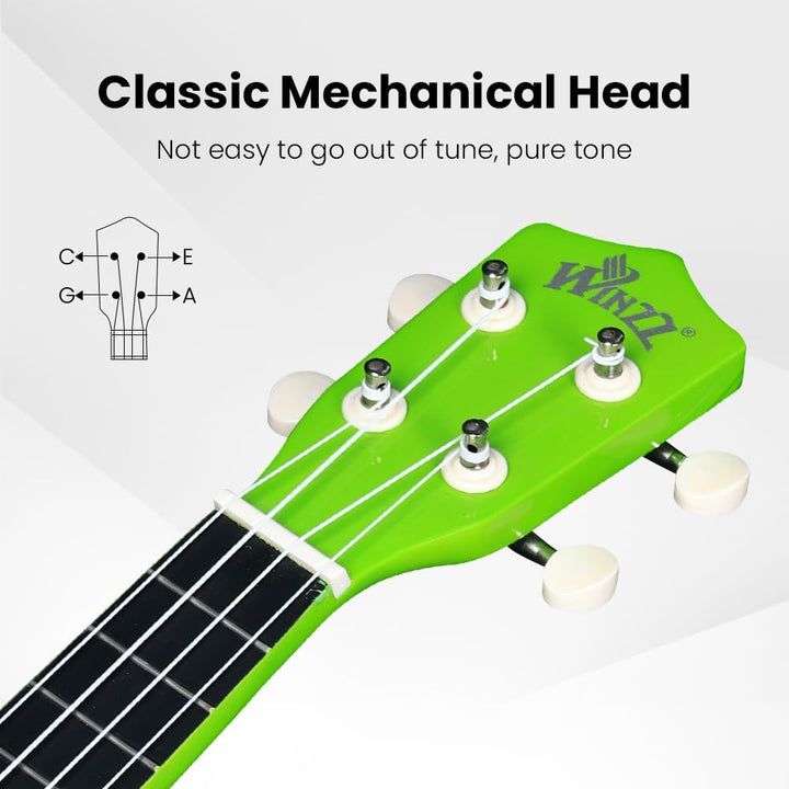 Winzz Sopran Ukulele Starter Kit für Anfänger mit Tasche, Clip-On Tuner, Zusätzlichen Saiten, Gurt,