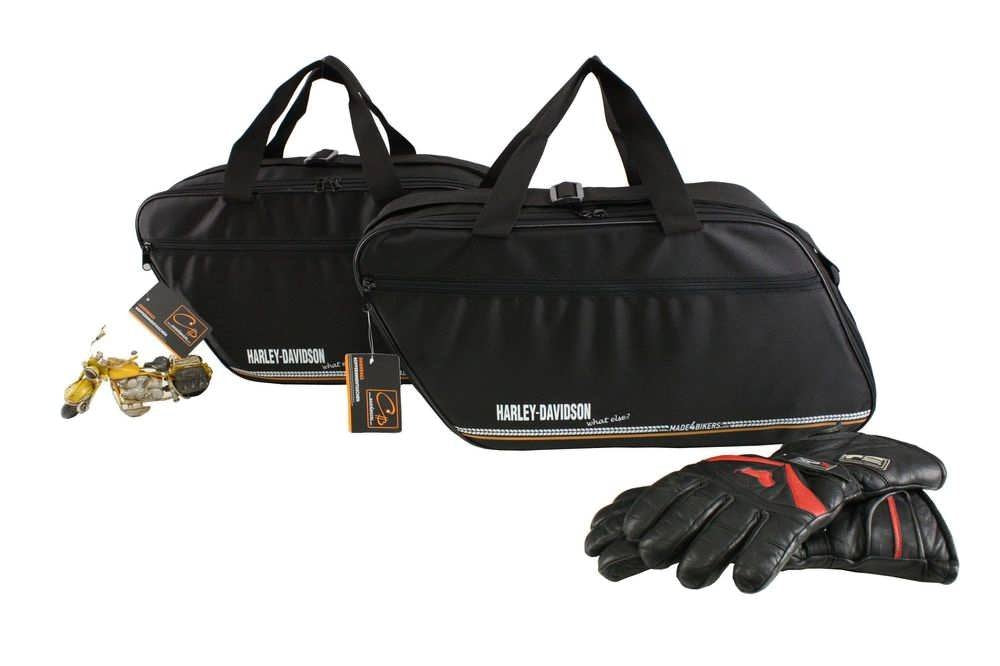 made4bikers Promotion-Bag: Bedruckte Koffer Innentaschen passend für Harley-Davidson Road King mit L