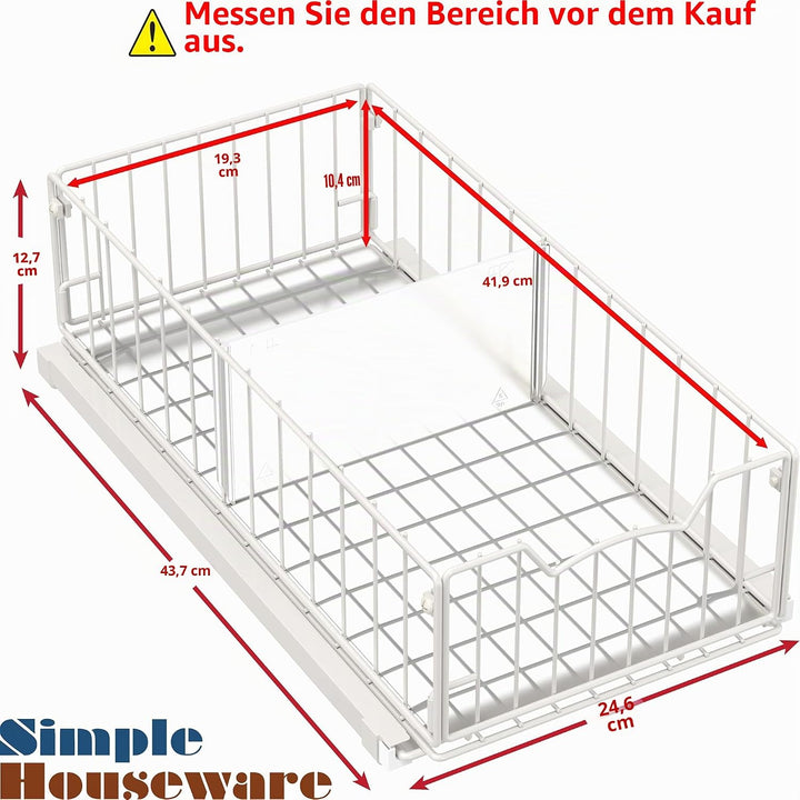 Simple Houseware Ausziehbarer Schrank-Schiebekorb, Weiss Weiss/Opulenter Garten, Weiss/Opulenter Gar