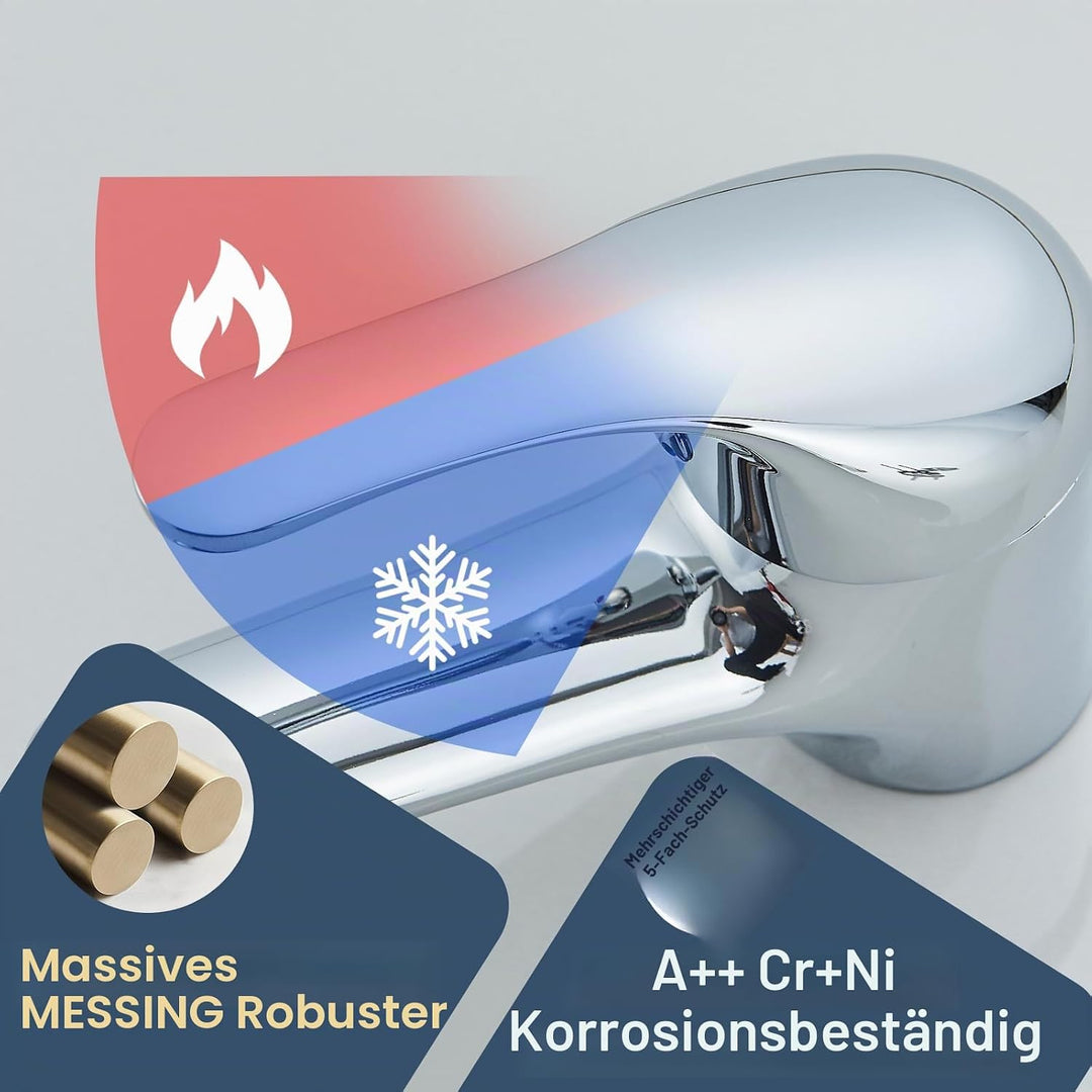 Badarmatur mit ausziehbarem Auslauf, Mischbatterie, Waschtischarmatur, Einhebel-Waschtischarmatur, E