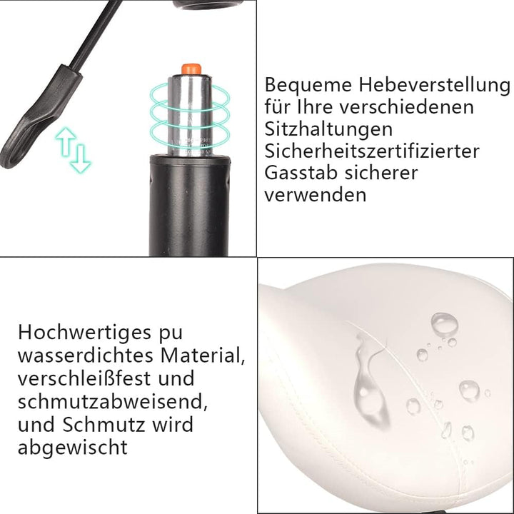 Mingone Sattelhocker Weiss Arbeitshocker 360° Drehbarer Hocker Ergonomischer Sitzhocker Höhenverstel