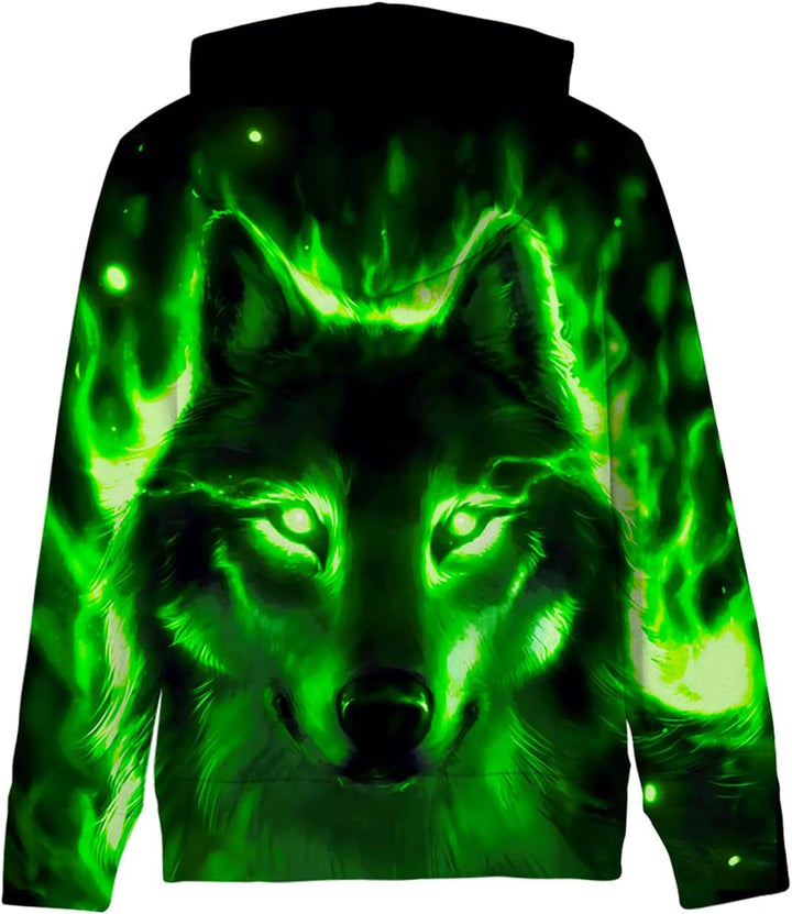 Fanient Pullover Jungen Mädchen 3D Print Fleece Hoodie Kinder Hooded Sweatshirt with Kangaroo Pocket