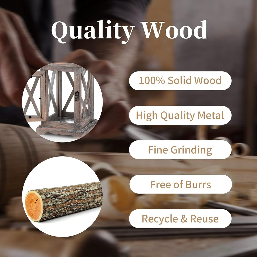Sziqiqi Laterne Kerzenhalter Vintage Windlicht Laterne Holz Metall Dekorative Windlichthalter für Dr