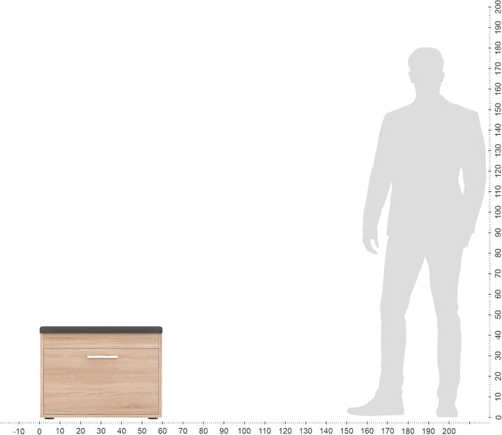 KOMTO Schuhbank mit Sitzfläche Sonoma Eiche – Schuhschrank mit Sitzbank, Schuhbank mit Klappe, Schuh