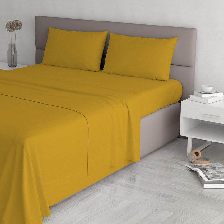 Italian Bed Linen Max Color Bettwäsche-Set, Mustard, Doppelte, Mustard