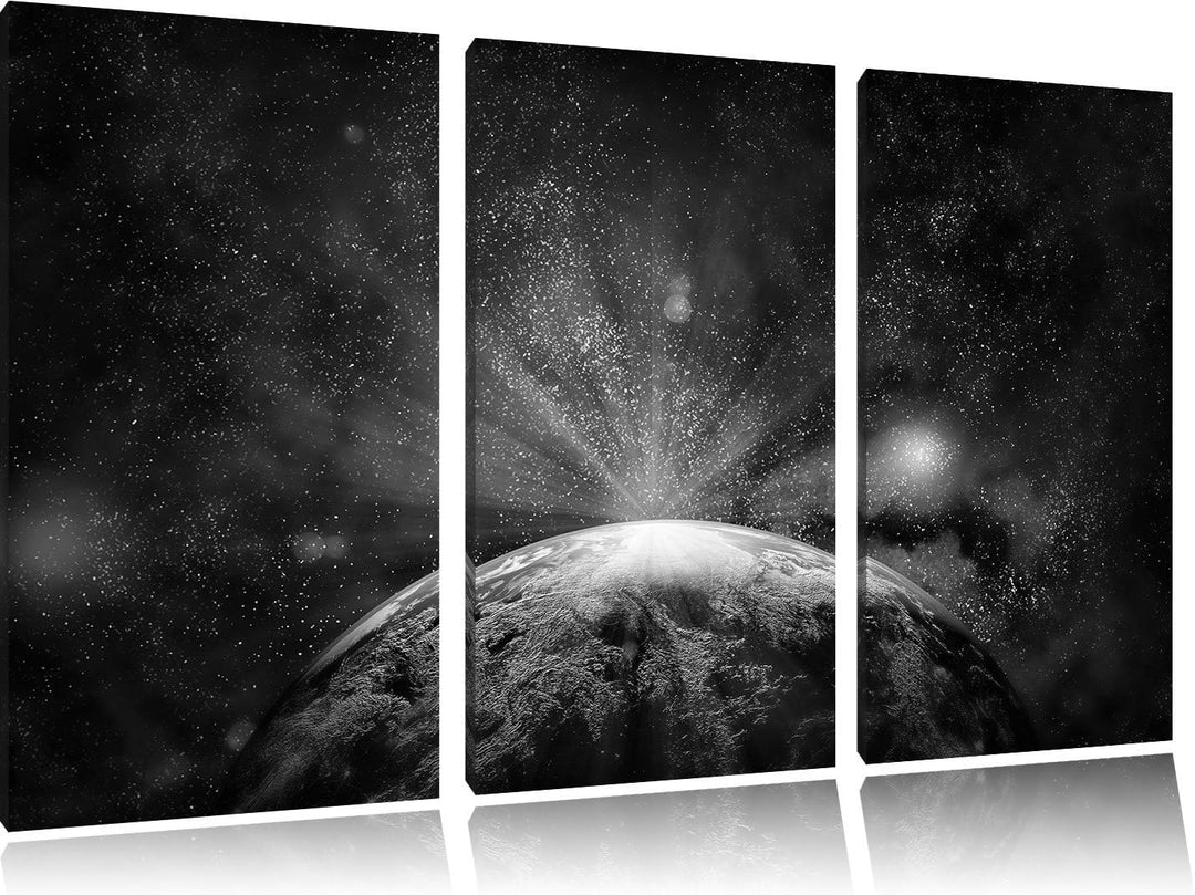 Pixxprint Sicht vom Mond auf die Erde als Leinwandbild/Grösse: 3 Teilig (120x80) cm/Wandbild/Kunstdr