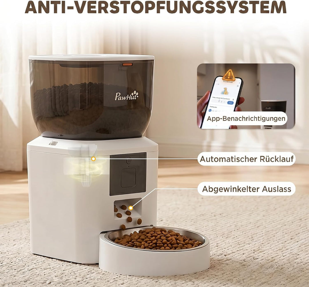 PawHut Futterautomat Katze 4L App-Steuerung 1–10 Mahlzeiten pro Tag