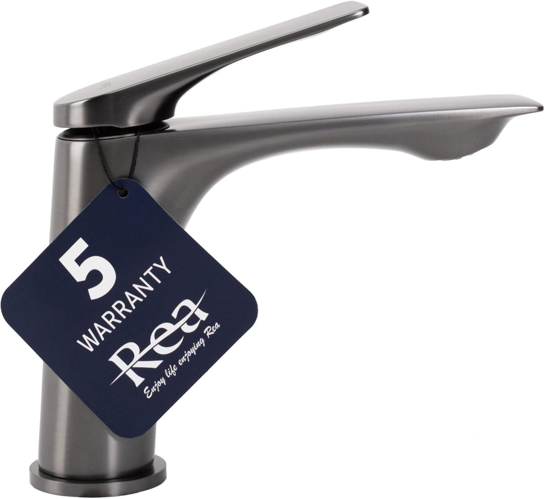 Rea Waschtischarmatur AVALON titanium Low Wasserhahn Bad Badarmatur aus Messing Armatur für Waschbec