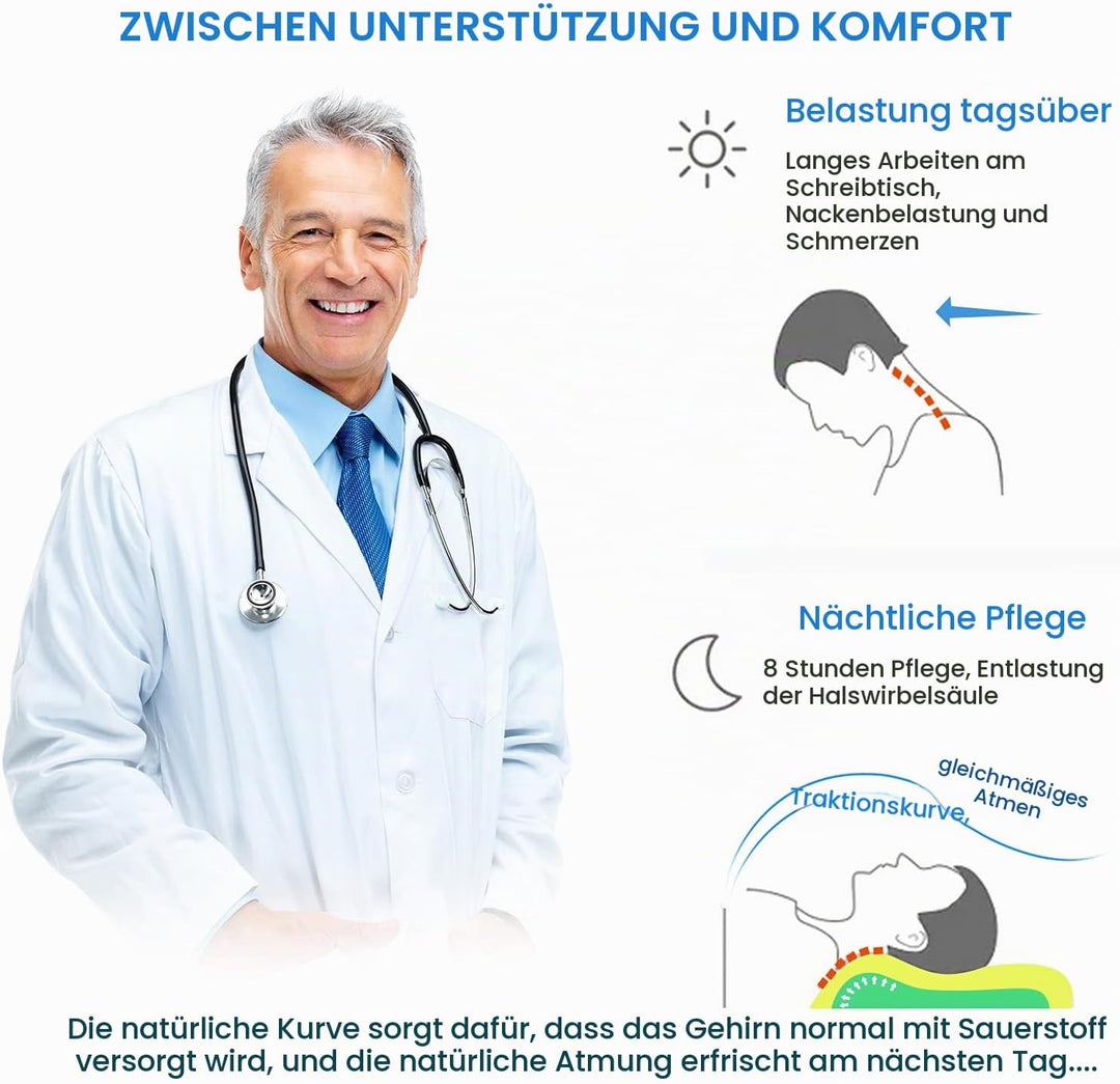 Findigit Gesundheitskissen, Memory Foam Kopfkissen, Orthopädisches Nackenstützkissen für Seiten- und
