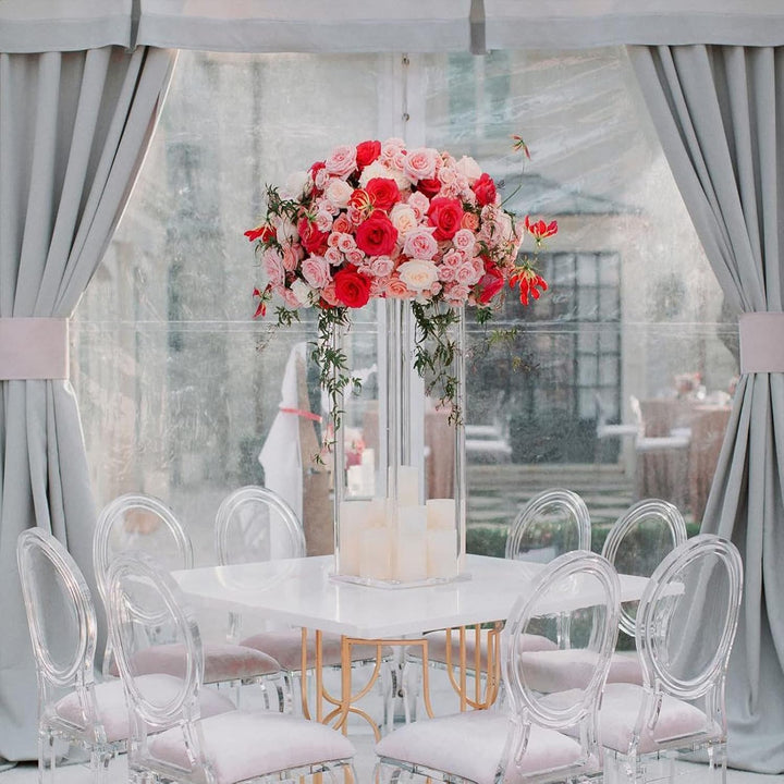 YALLOVE Set von 10, 40CM hohen Acryl Blumen Stand Clear Sockel für Hochzeit Event Party Requisiten,