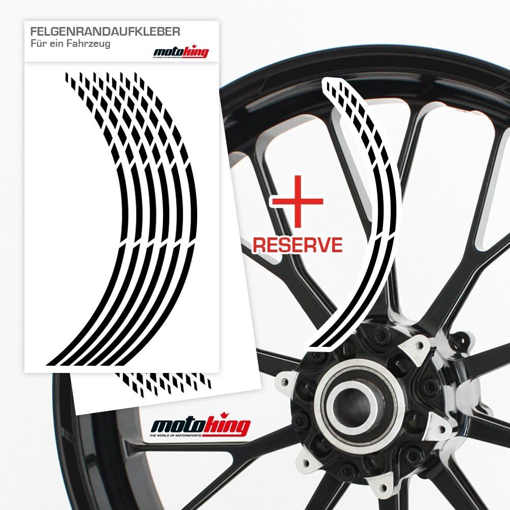 Felgenrandaufkleber im GP-Design in MATT/für 15" bis 19" / SCHWARZ MATT, Schwarz matt