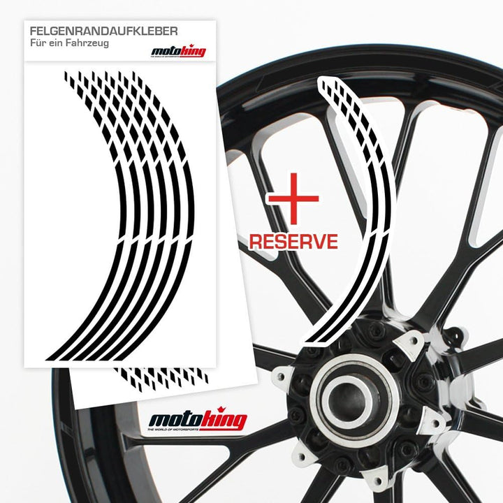 Felgenrandaufkleber im GP-Design in MATT/für 15" bis 19" / SCHWARZ MATT, Schwarz matt