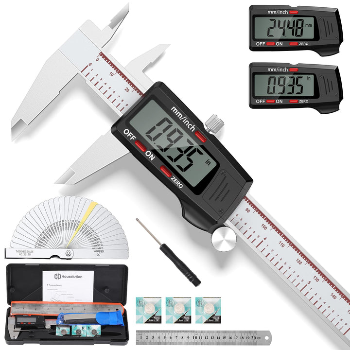 Housolution Digitaler Messschieber 6 Zoll, Messschieber mit grossem LCD-Bildschirm, Zoll/MM, 4 Messw