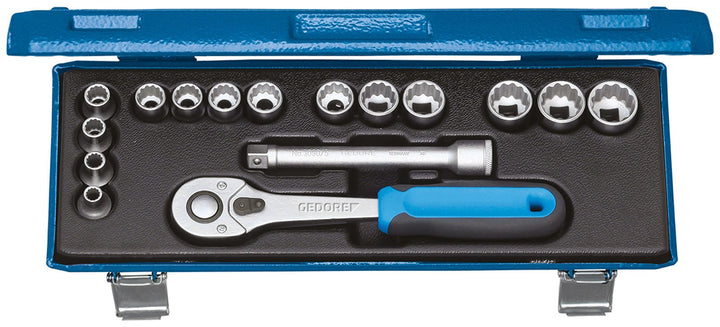 Steckschlüsselsatz D 30 JMU-10 16-tlg.3/8 Zoll SW 6-19mm Z.32 12KT GEDORE 16 UD 6-19 mm D, 16 UD 6-1