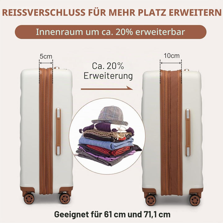 KONO Koffer Trolley Gross Erweiterbares Hartschalengepäck Leichte Koffer XL mit TSA-Schloss und 4 Do