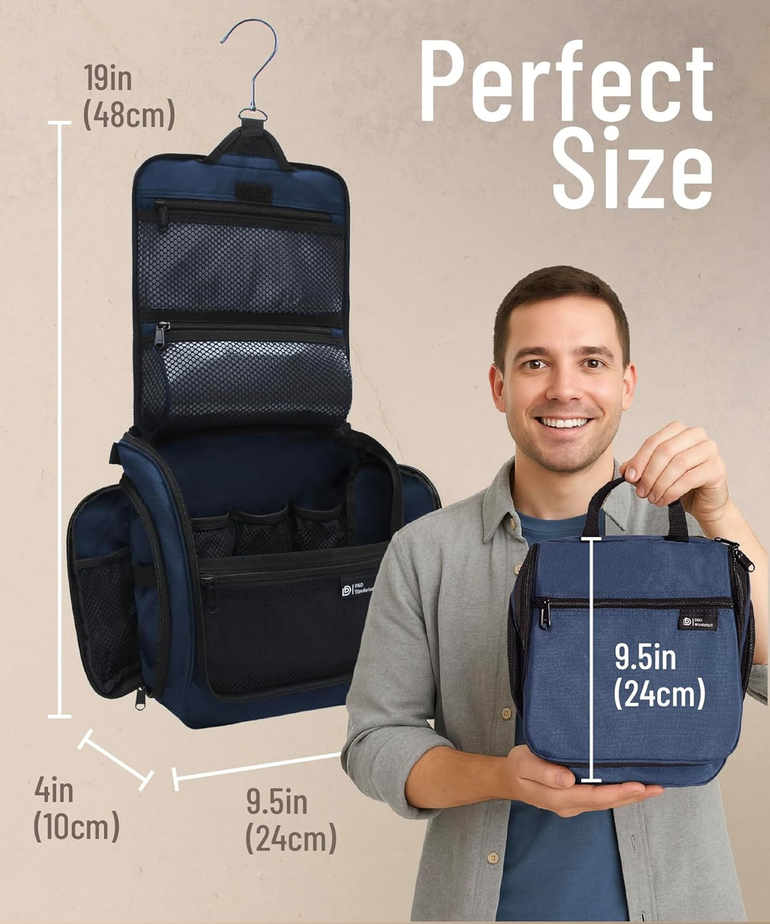 D&D - Kulturbeutel zum Aufhängen – Designer-Reise-Organizer für Make-up und Toilettenartikel für Dam