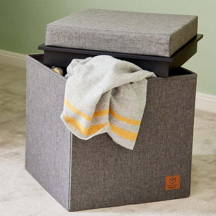 Love IT Store IT Premium 3-in-1 Sitzhocker mit Stauraum - Hocker, Tablett und Aufbewahrungsbox - Aus