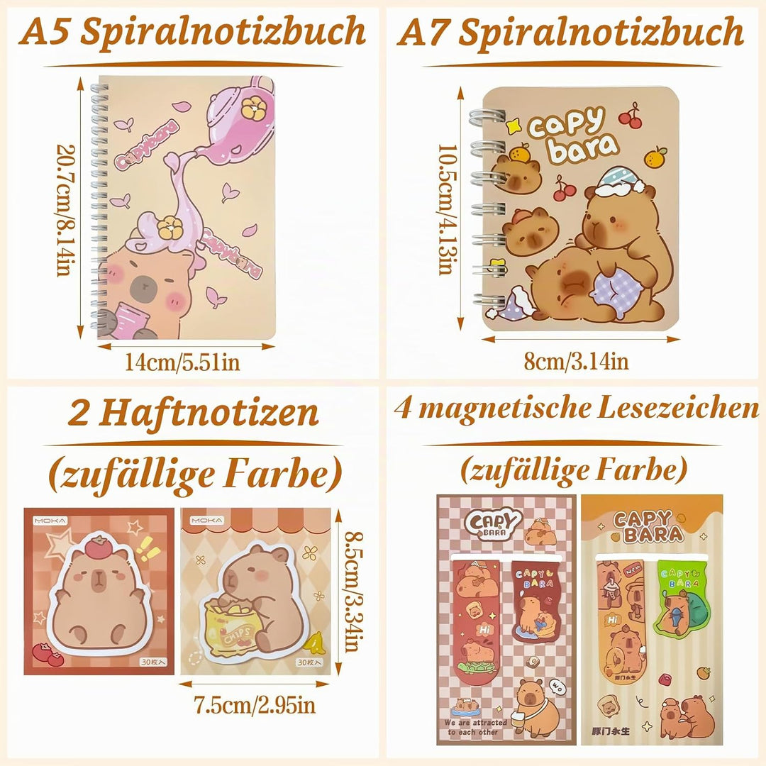 PQKL-party Capybara Federmäppchen Sachen Capybara Schreibwaren Set Schulsachen mit Stifte,80pcs Stic