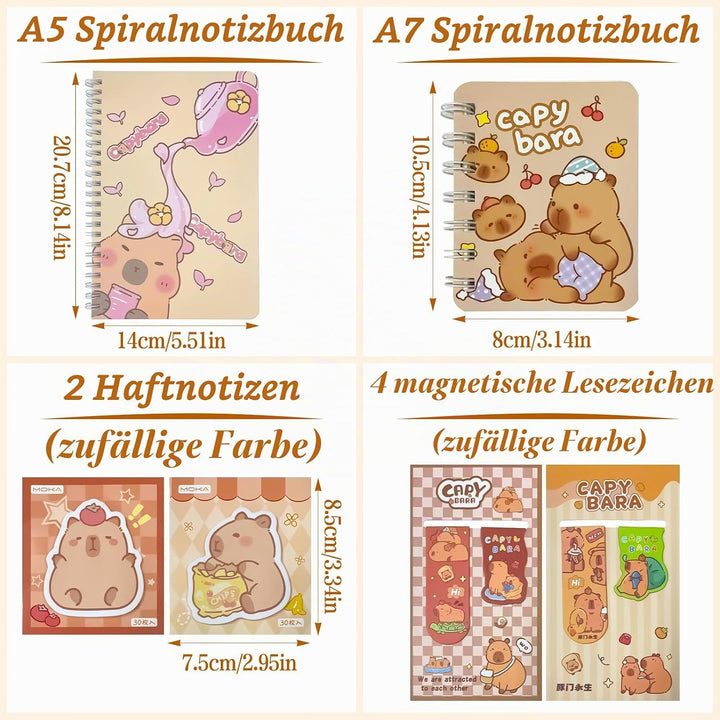 PQKL-party Capybara Federmäppchen Sachen Capybara Schreibwaren Set Schulsachen mit Stifte,80pcs Stic