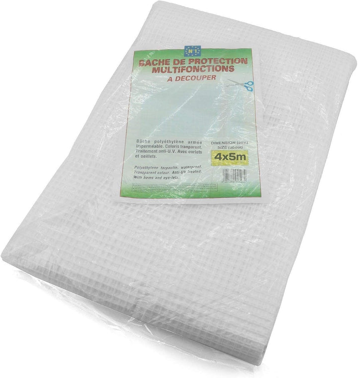 So De Pm Gitterplane 4 x 5 m transparent 160 g/m² Garten Plane Gewächshaus Folie Abdeckplane